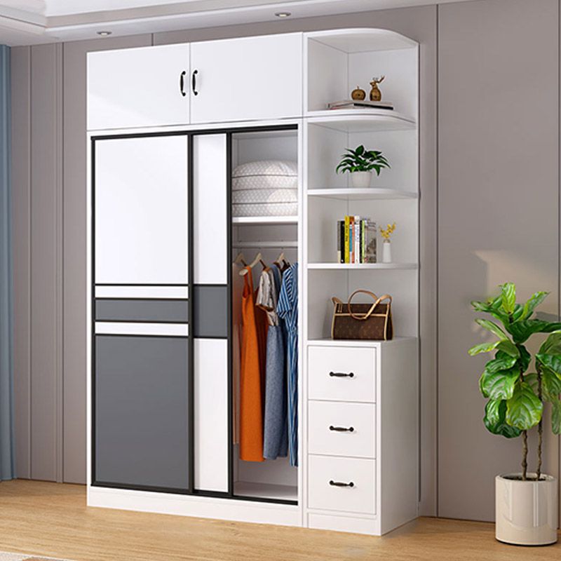 Urban Wardrobe Armoire with Shelves Manufactured Wood Wardrobe Closet