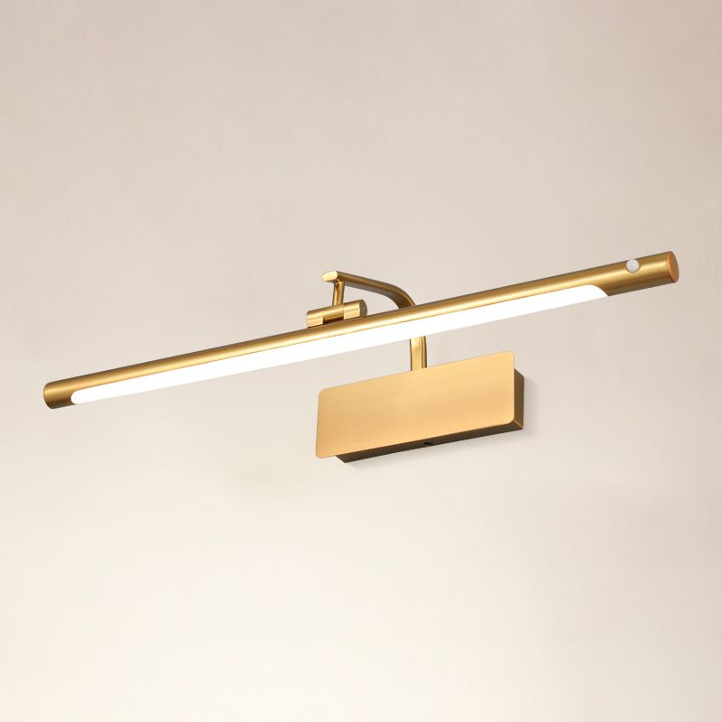 Modern Linear Wall Mount Light Fixture Induction Metal 1-Light Wall Lamp for Bathroom