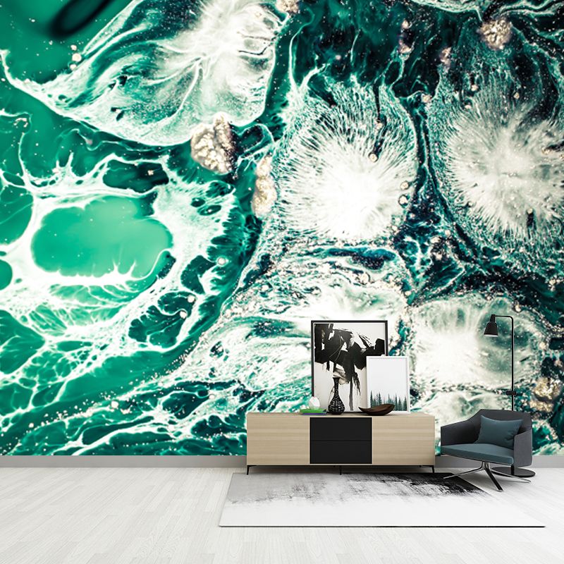 Tropix Jellyfish Mural Wallpaper Green Sea Scenery Wall Covering for Accent Wall