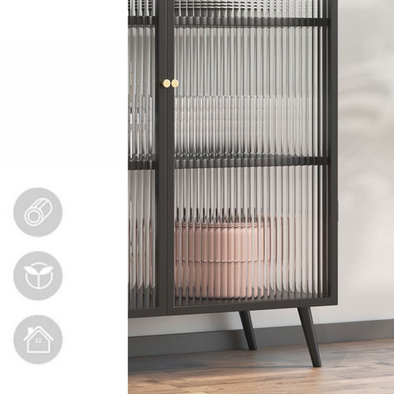 Industrial Curio Cabinet Metal Glass Doors Storage Cabinet with 2 Door for Bedroom