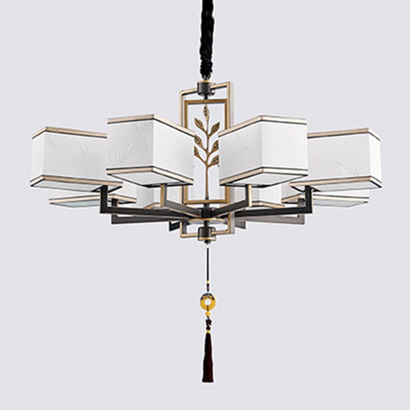 Moderne stijl geometrie vorm hangende kroonluchter stoffen multi -light hanging lamp