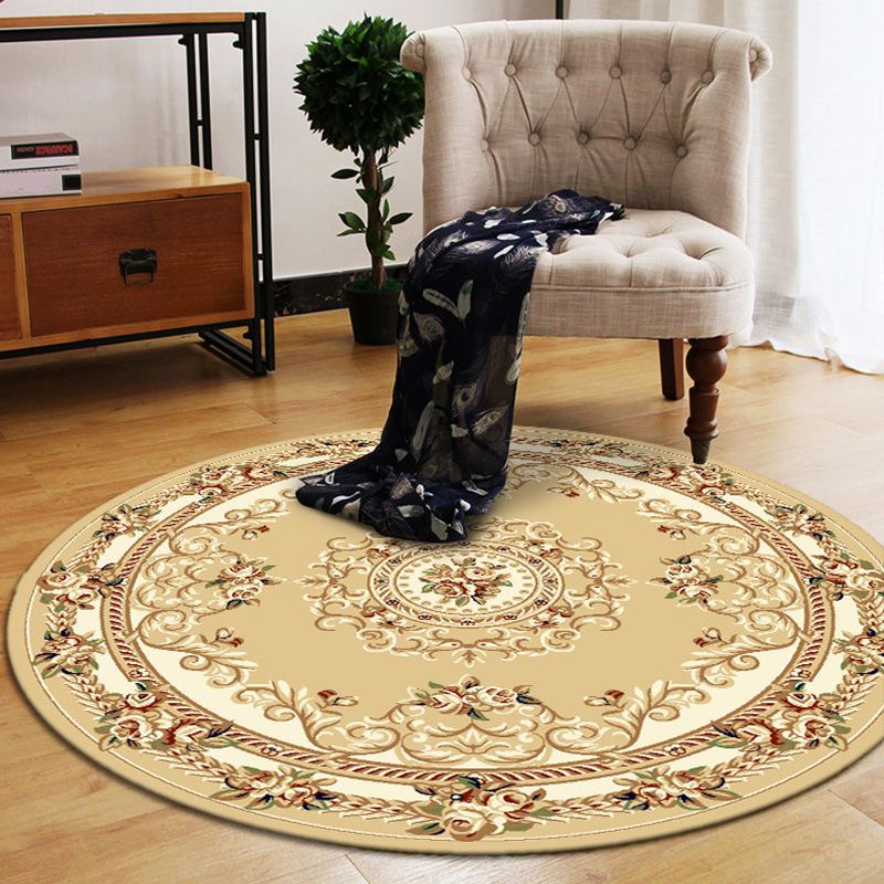 Retro Floral Printed Rug Multi Colored Polyster Indoor Rug Anti-Slip Pet Friendly Easy Care Area Carpet for Decoration