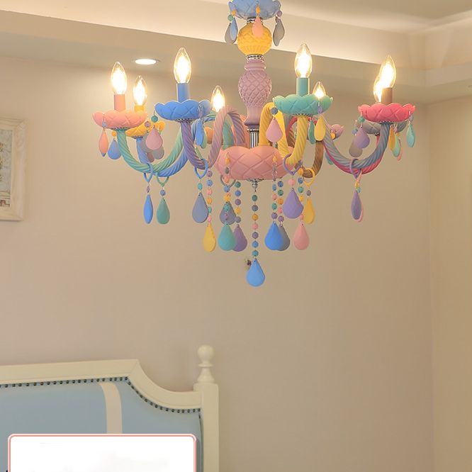 Colorful Stainless-Steel Pendant Light in Modern Creative Style Crystal Chandelier for Bedroom