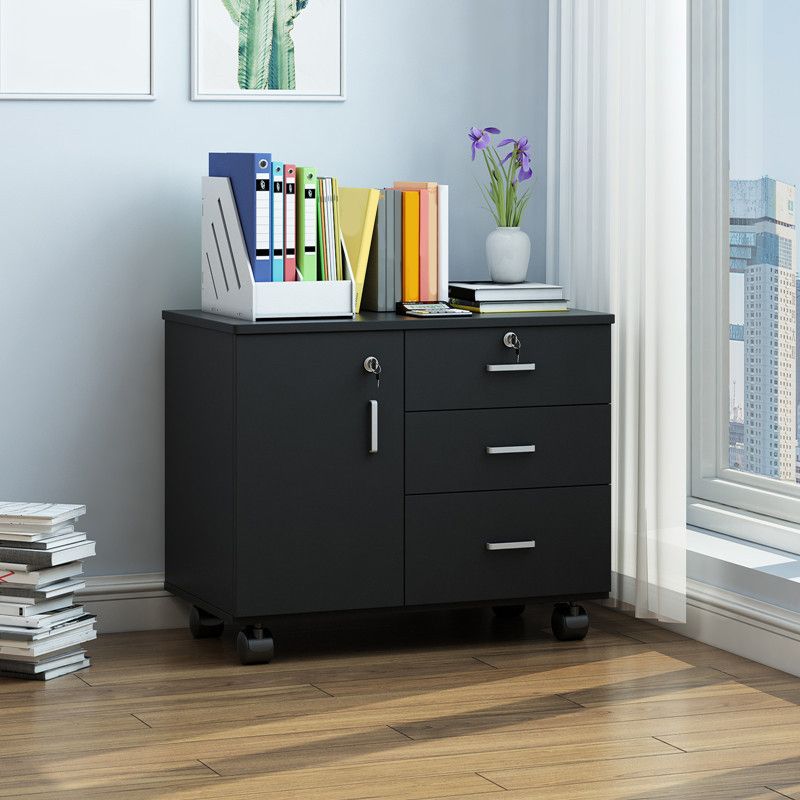 Nordic Style Cabinet Wood Locking Drawers Storage Filing Cabinet with Wheels