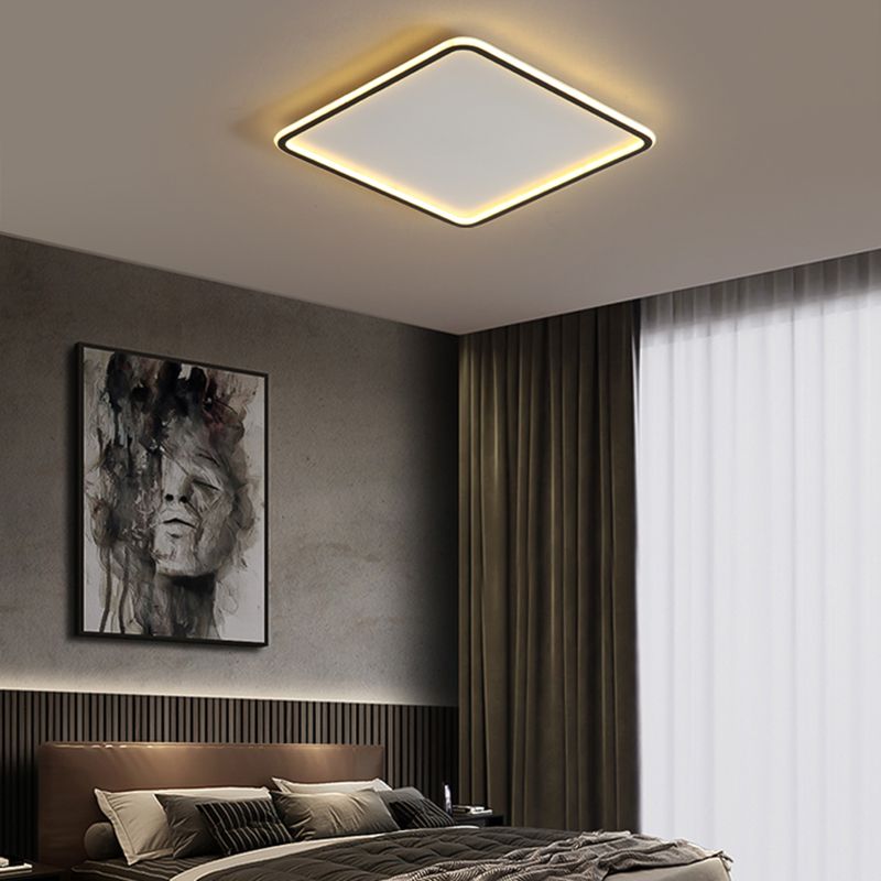 Black Geometric Flush Mount Lamp Simplicity LED Aluminum Ceiling Mounted Fixture