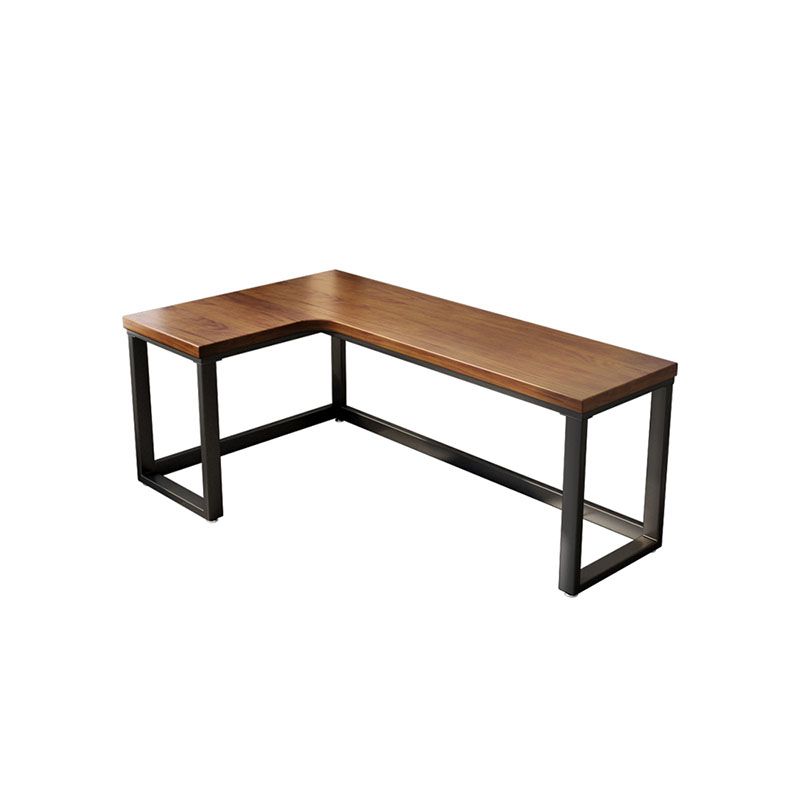 Modern Pine Wood Office Desk Brown L-Shape Task Desk for Home and Office