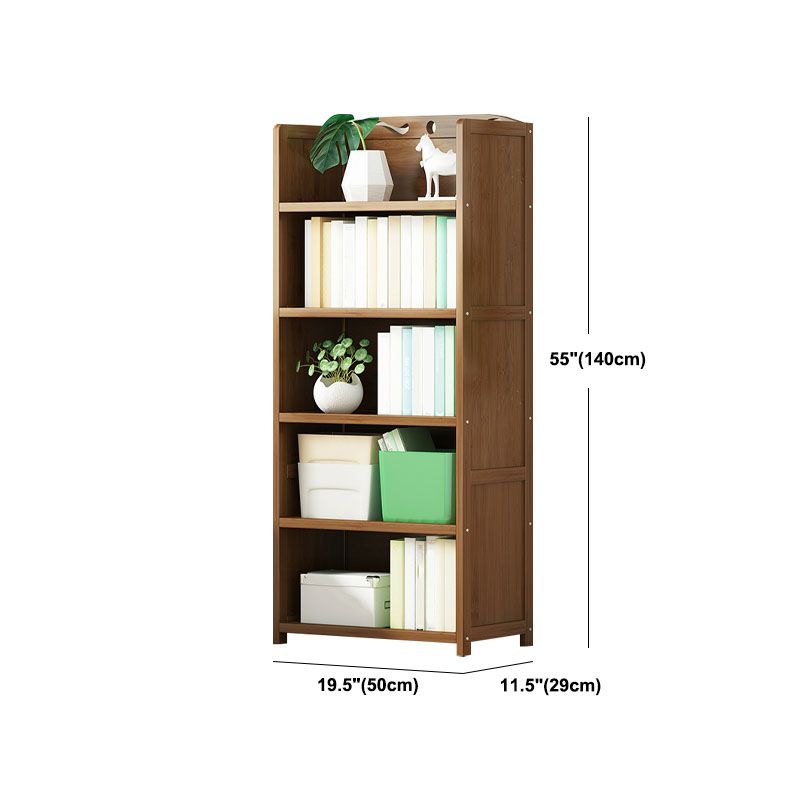 Modern Bamboo Shelf Bookcase Brown Closed Back Book Shelf for Study Room