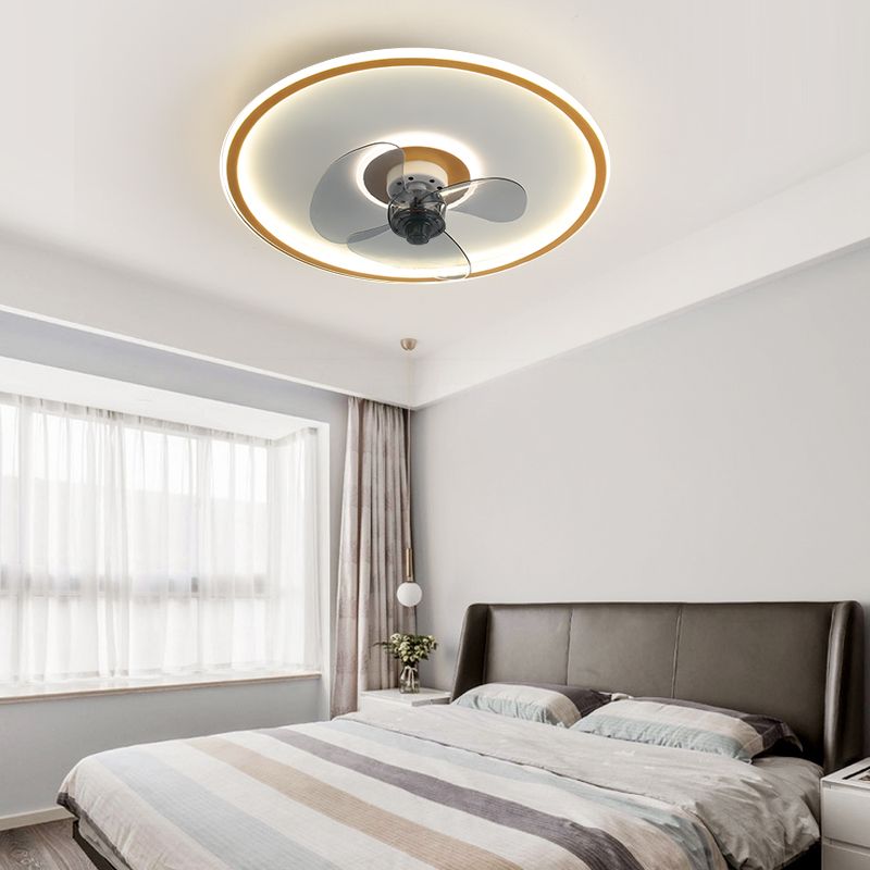 Nordic Round Fan Light Metal 1 Light LED Flush Mount Light for Bedroom