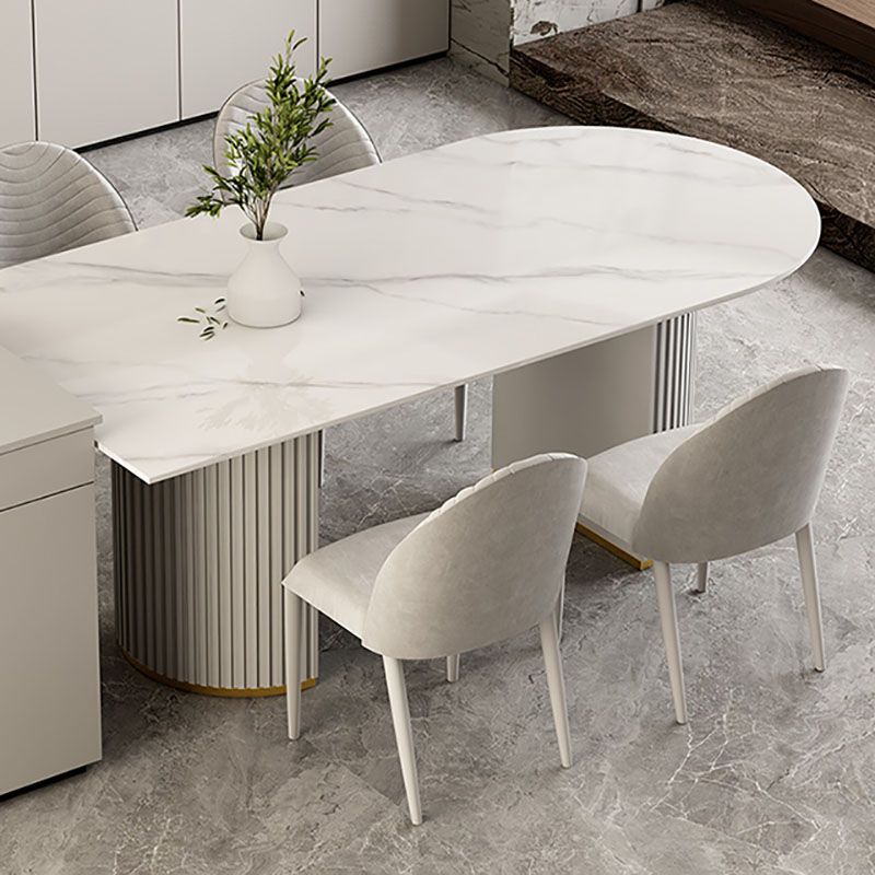 Irregular Shape Dining Table for Restaurant Sintered Stone Table with Double Pedestal