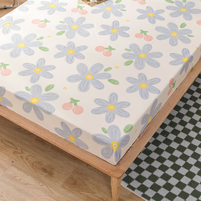 Fancy Cotton Sheet Sets 1-Piece Flower Pattern Wrinkle Resistant Bed Sheet