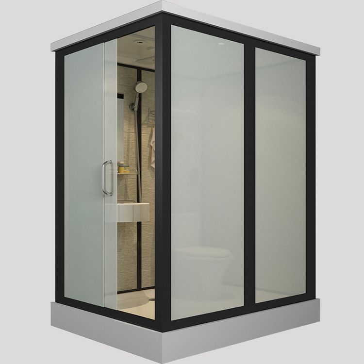 Contemporary Framed Shower Stall Frosted Shower Stall with Ceiling