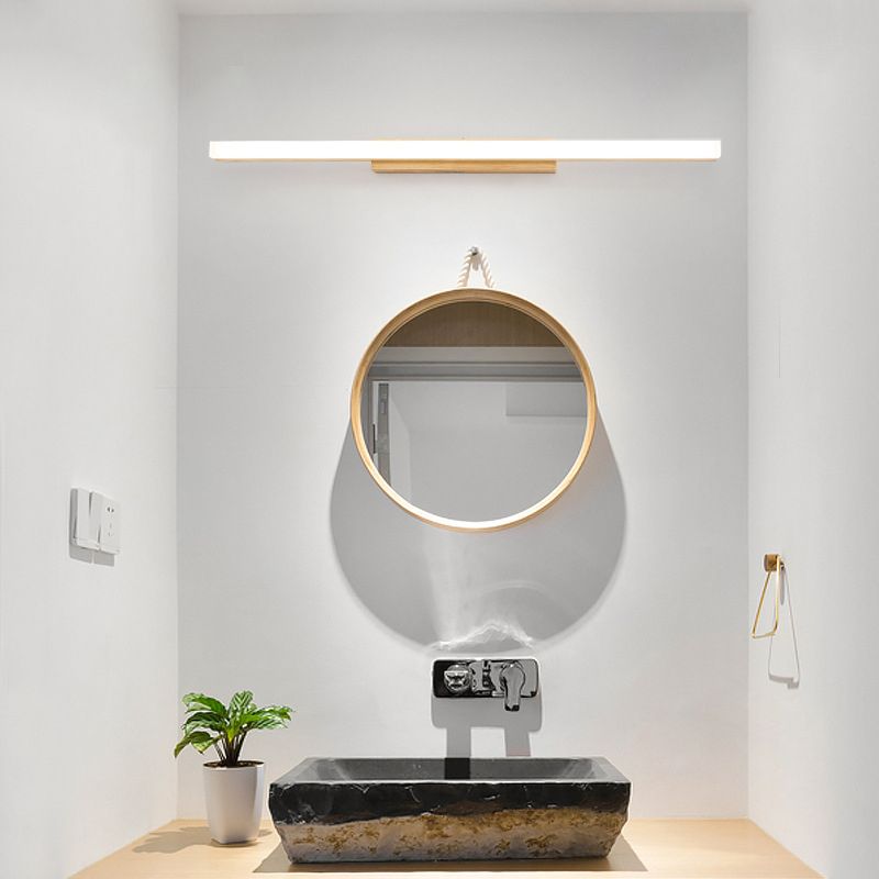 Modern Simple Makeup Mirror Light Wooden LED Mirror Lamp Fixture for Bathroom