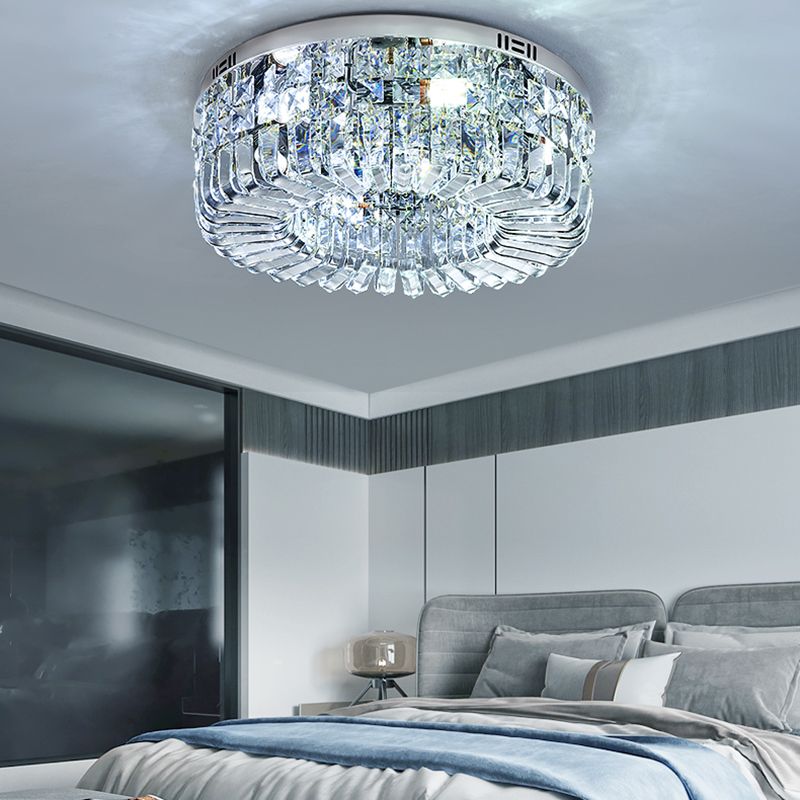 Modernism Flush Mount Lamp Round Ceiling Lighting with Crystal for Bedroom