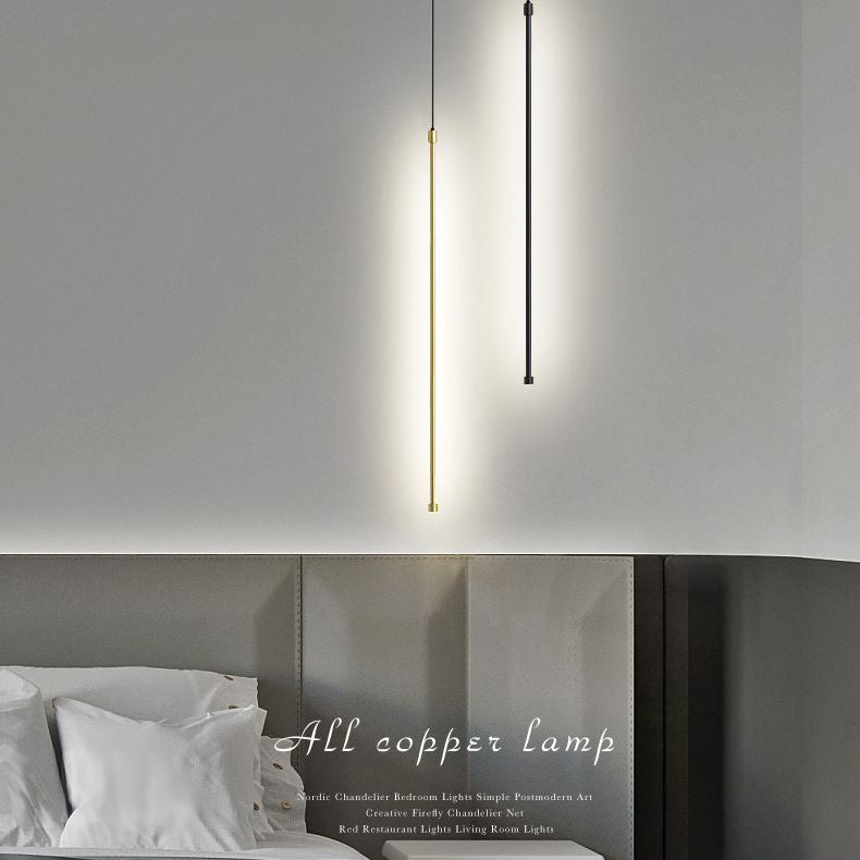 Modern Minimalist Minimalist Linear Hanging a sospensione Luci in rame Apparecchio di illuminazione sospesa