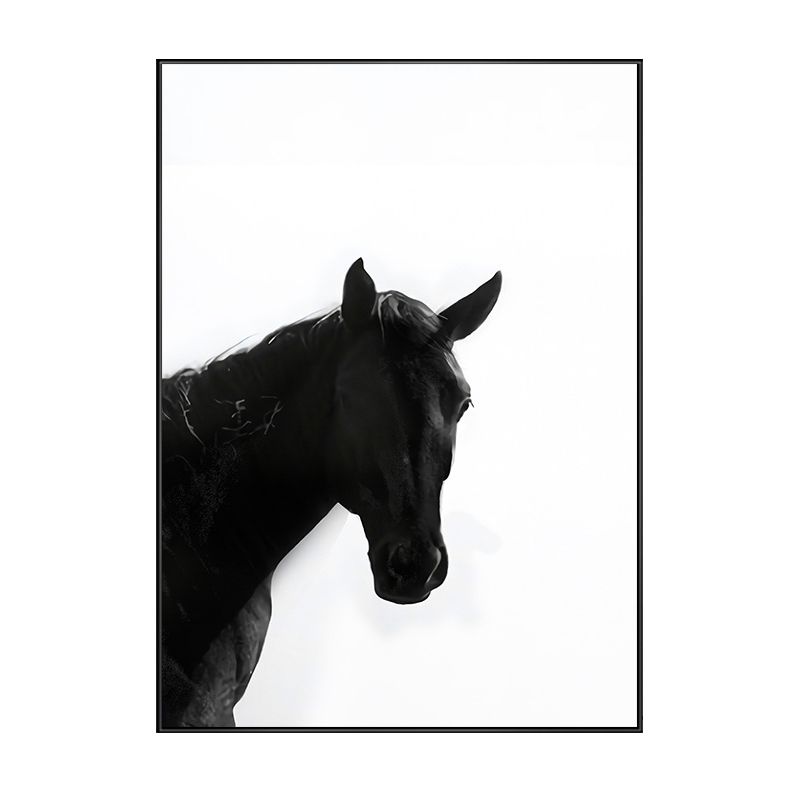 Photograph Black Horse Art Print Textured Farmhouse Sitting Room Wall Decoration