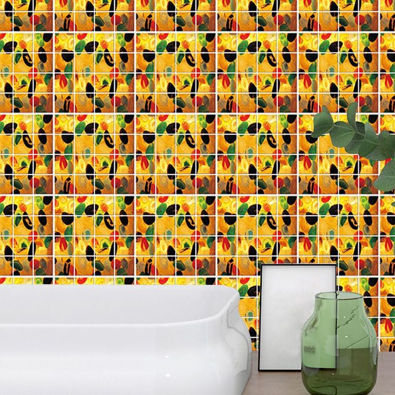 Modern Painted Fruit Mosaic Wallpapers Yellow Peel and Stick Wall Art for Kitchen