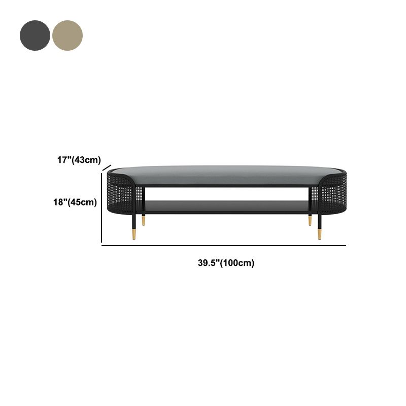 Modern Solid Color Entryway Bench Upholstered Grey Bench with Storage