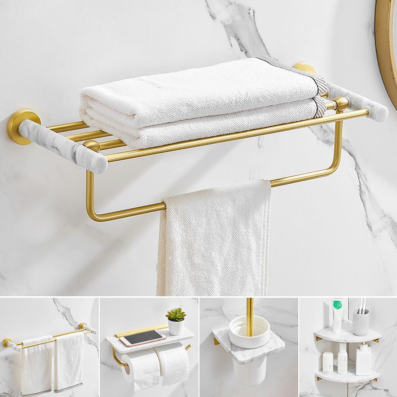 7 Piece Bathroom Accessory Set Marble and Metal Bathroom Hardware