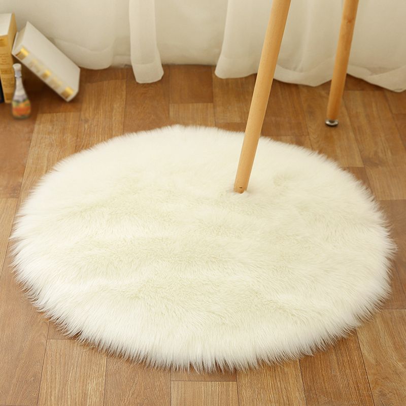 Multicolored Funky Round Rug Comfort Modern Plain Shag Carpet Polyester Stain Resistant Indoor Rug for Home Decoration