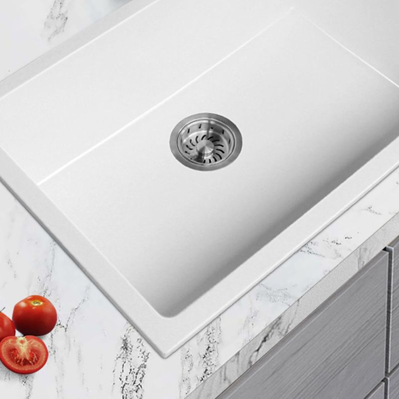 Classic Quartz Single Basin Sink Undermount Kitchen Sink with Faucet