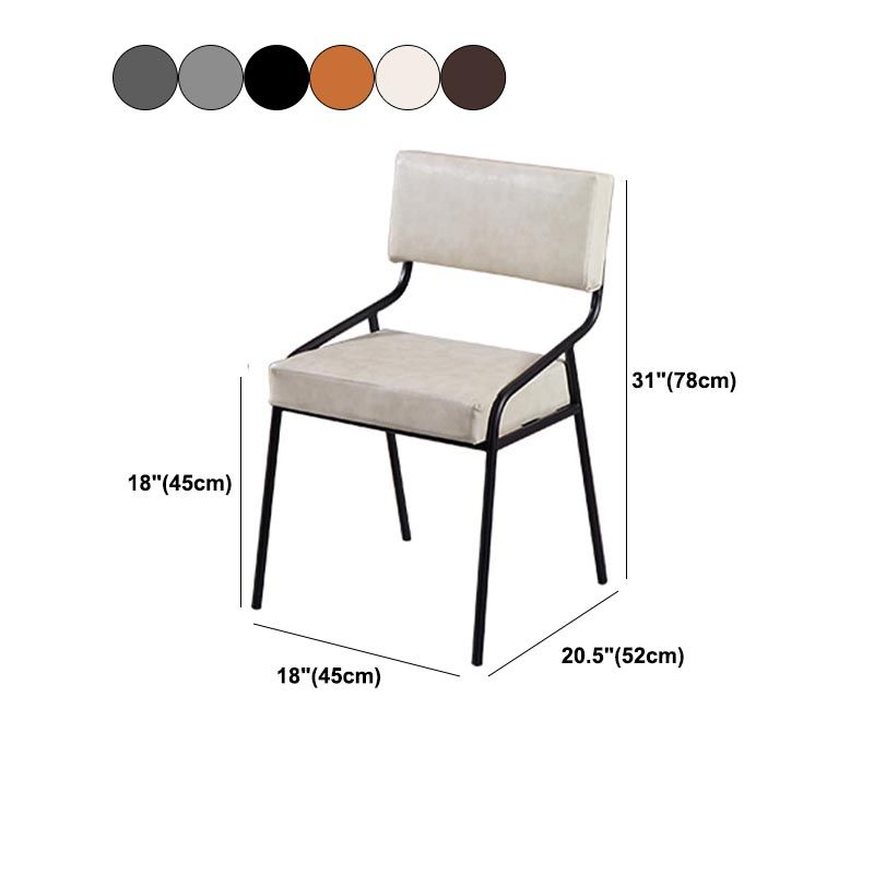 Upholstered Open Back Side Chair Industrial Leather Dining Chair