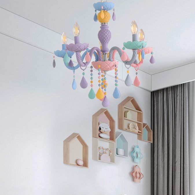 Colorful Stainless-Steel Pendant Light in Modern Creative Style Crystal Chandelier for Bedroom