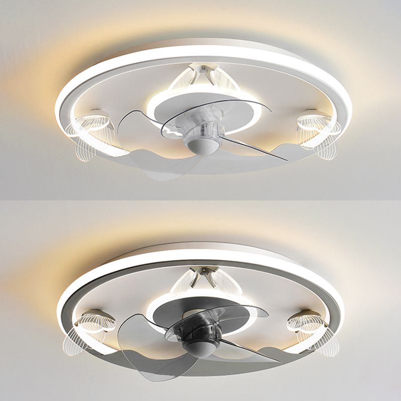 Butterfly Ceiling Fan Light LED Ceiling Mount Lamp with Acrylic Shade for Bedroom