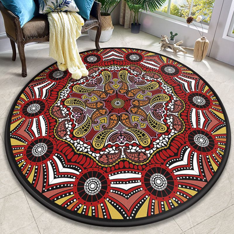 Colorida Mandala Rug Polyéster Turquía Turca Rug Interior Anti-Slip Máquel de respaldo alfombra para mascotas para sala de estar para sala de estar