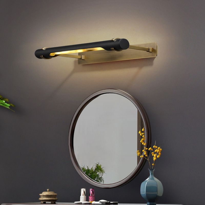 Black Postmodern Wall Sconce Cylinder Shape Vanity Lamp with Metal Shade for Bathroom