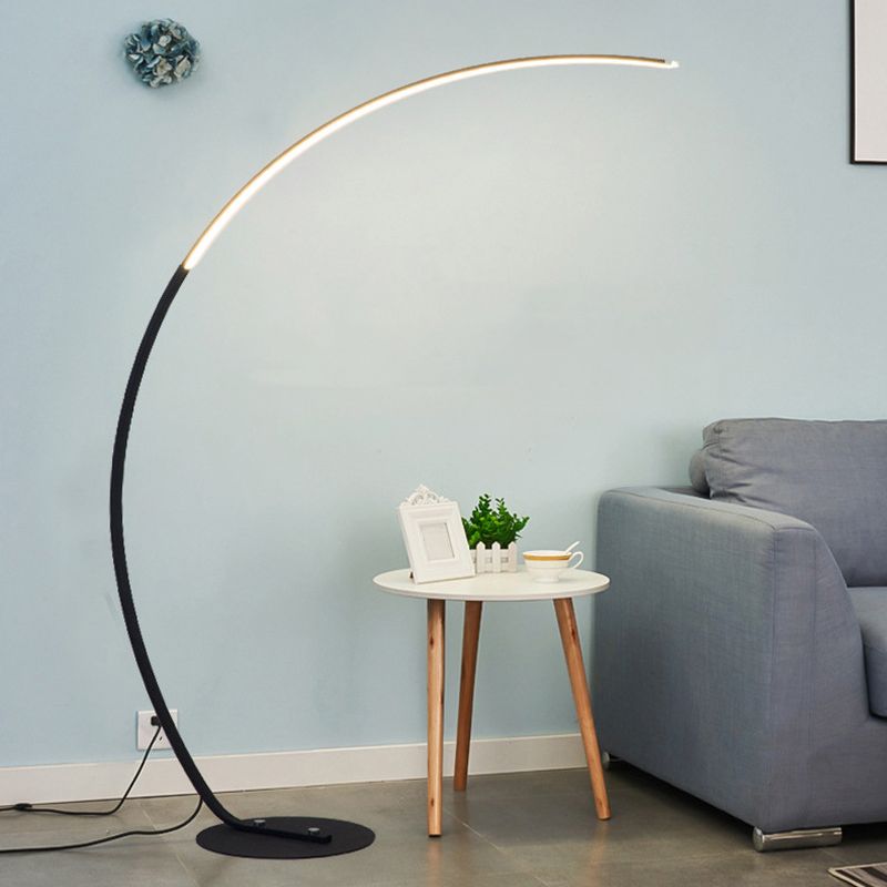 Aluminum Arc Shaped Floor Lamp Minimalist LED Standing Light for Living Room