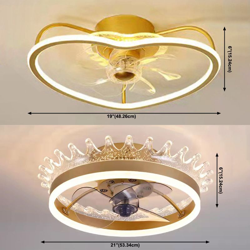 Acrylic Gold LED Ceiling Fans in Kids Creative Style Wrought Iron Ceiling Light for Bedroom