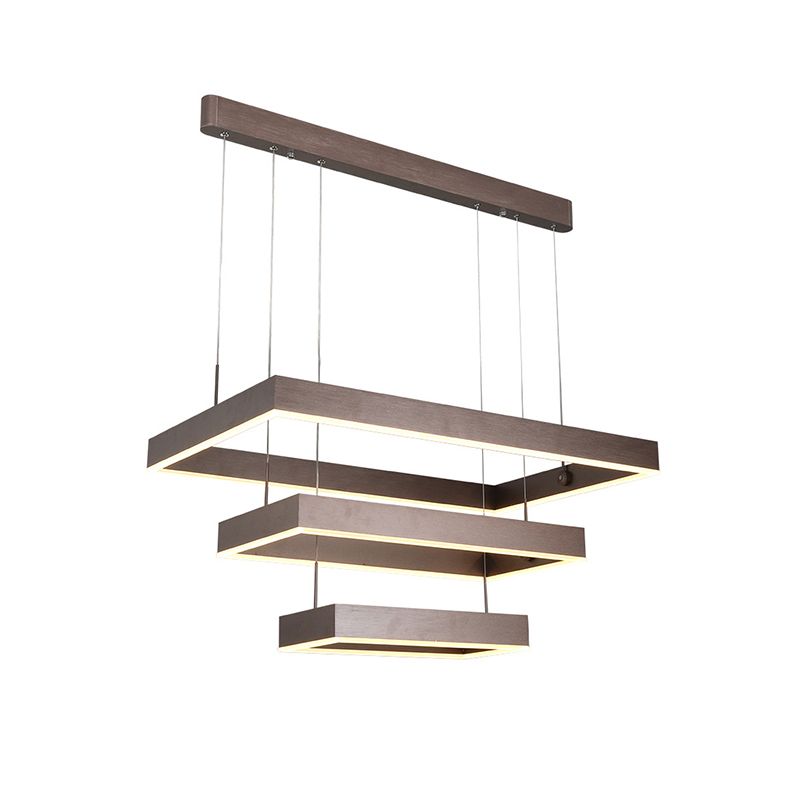 Coffee Multi-Tier Ceiling Hung Fixture Minimalist Style LED Metal Chandelier Pendant Light