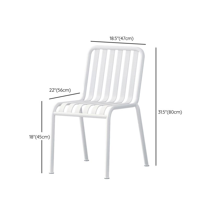 Contemporary Metal Dining Chair with High Back Dining Chair in White