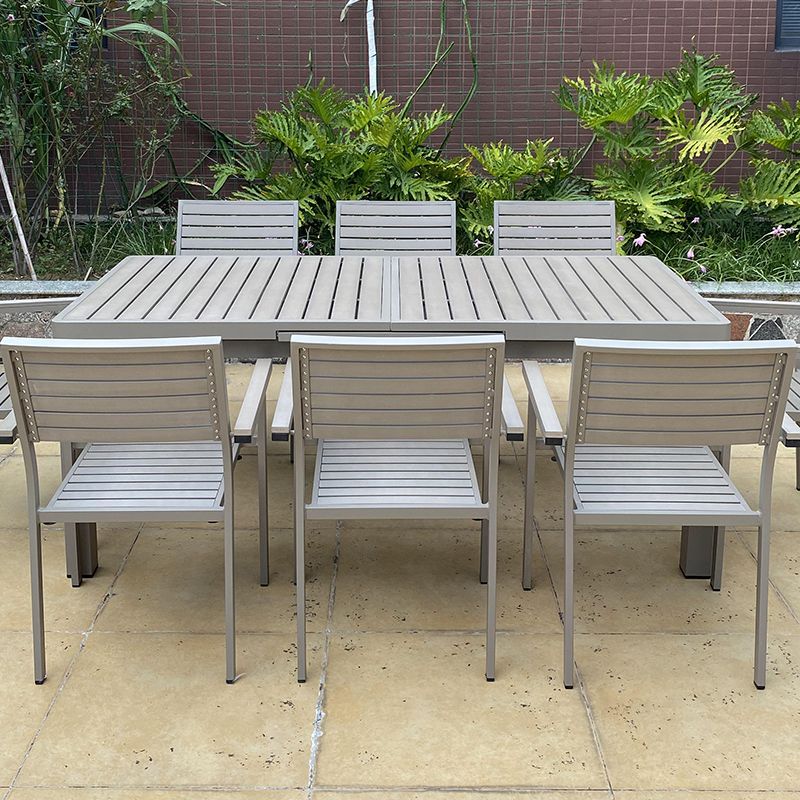 Modern Aluminum Patio Table Scalable Rectangle Waterproof Dining Table