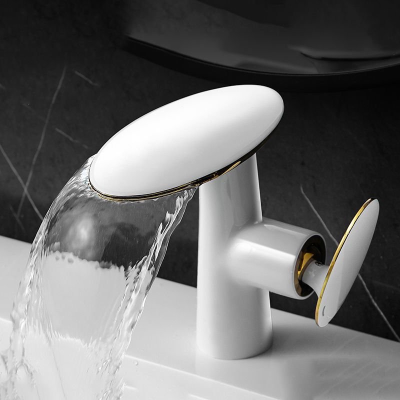 Modern Faucet Waterfall Spout Single Hole Lever Handle Bathroom Faucet