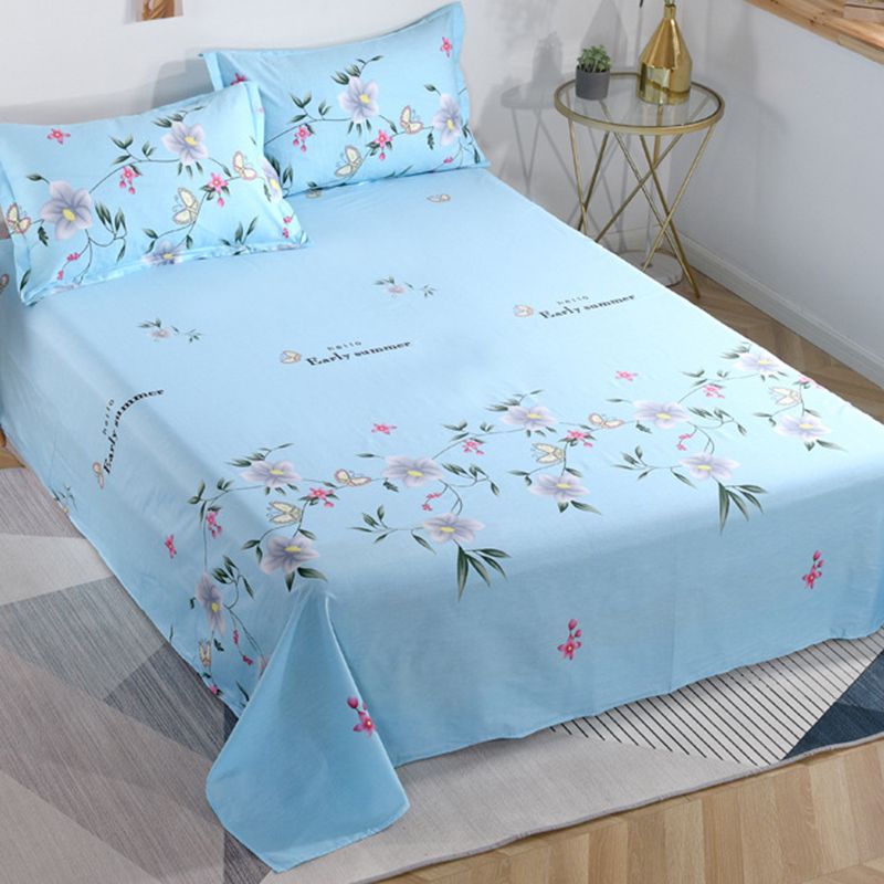 Cotton Twill Bed Sheet 1 Piece Breathable Floral Fitted Sheet