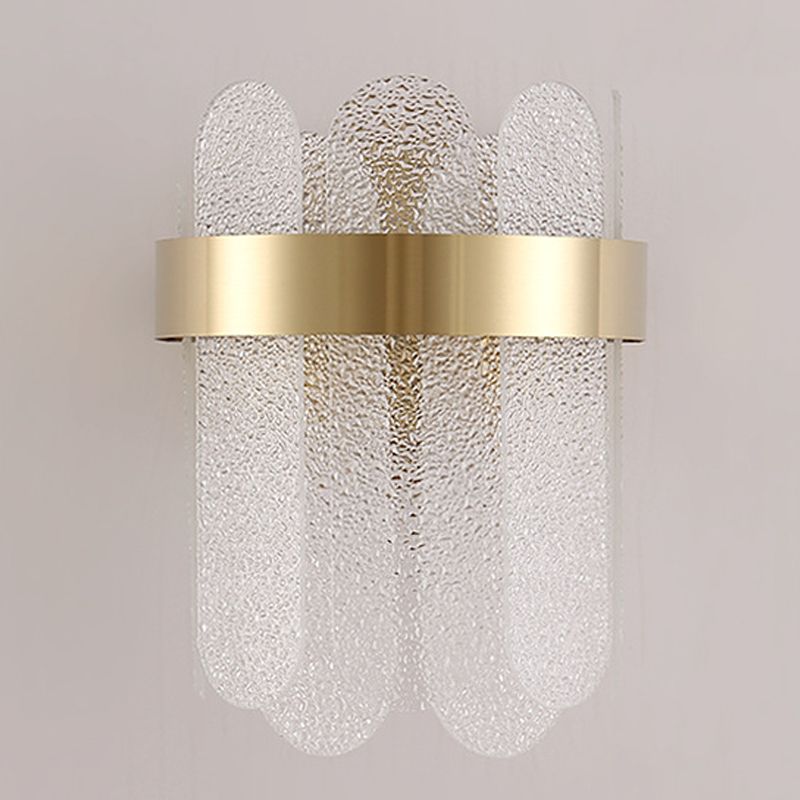 Contemporary 2-Light Brass Bathroom Vanity Light Glass Shaded Bath Bar