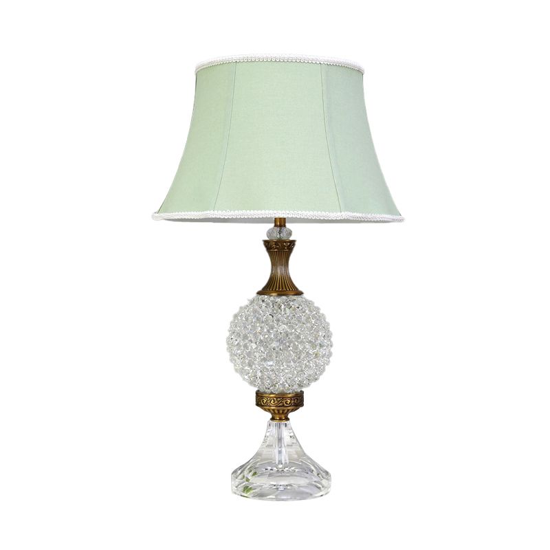 Light Green 1 Bulb Night Table Light Traditional Crystal Globe Shaped Nightstand Lamp