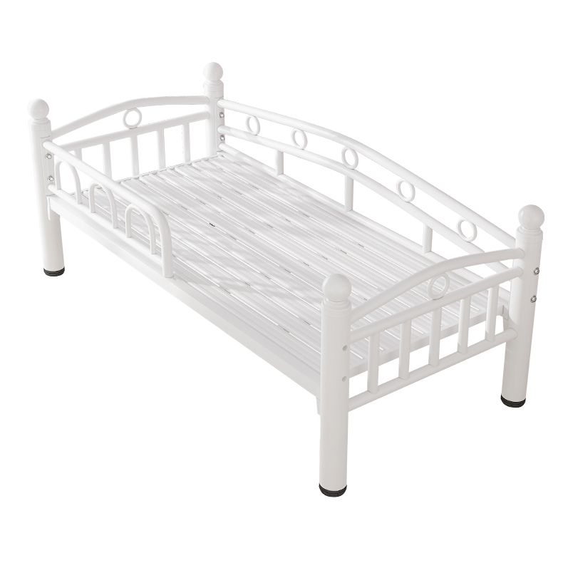 Metal Crib in White Industrial Iron Crib with Guardrails Nursery Bed