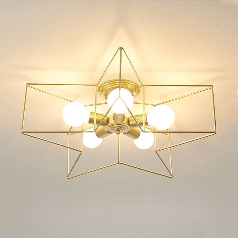 Star Shape Flush Mount Ceiling Fixture Modern Flush Ceiling Lights in Gold