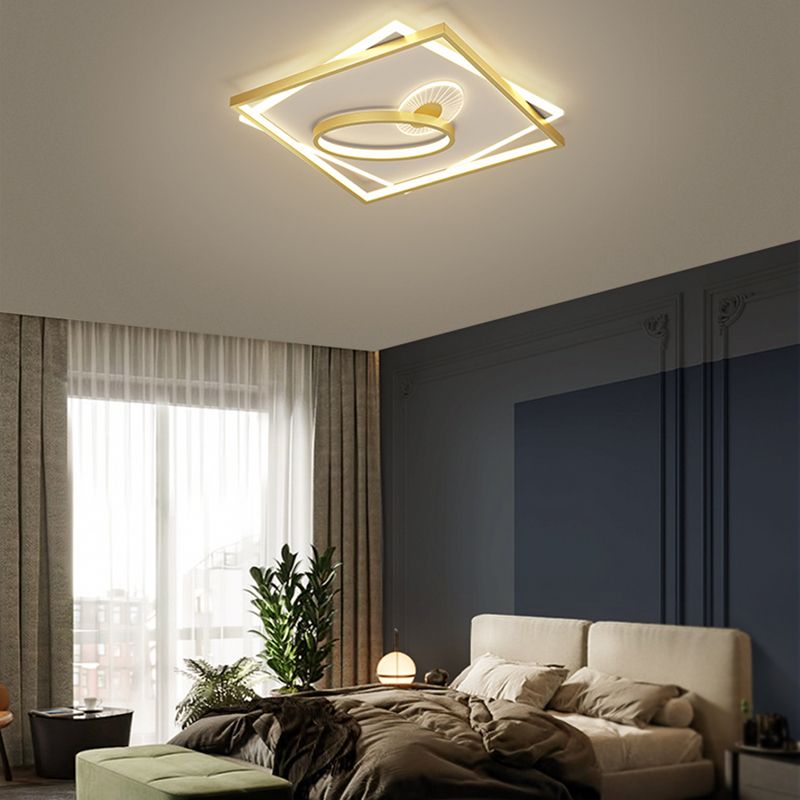 Modern Style Square Shape Ceiling Fixtures Metal 4 Light Ceiling Mounted Lights