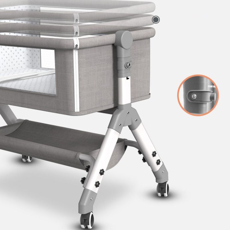 Baby Height Adjustable Bassinet Portable Crib Cradle with Washable Mattress