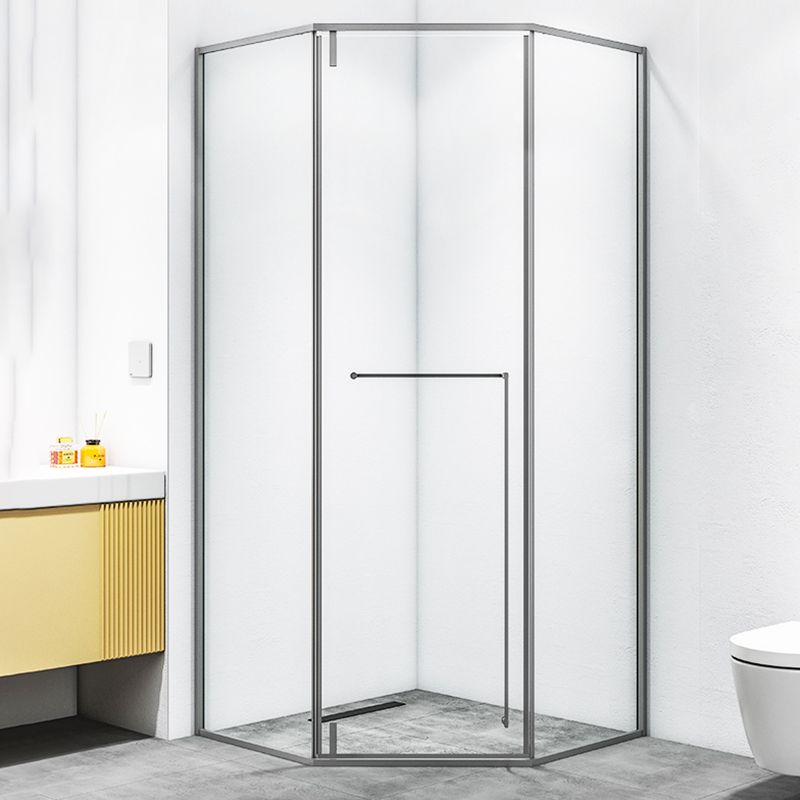 Black and Gray Shower Enclosure Neo-Angle Easy Clean Glass Shower Stall