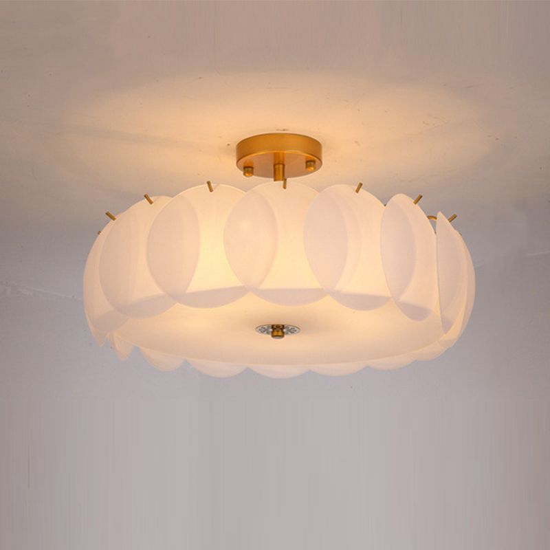 Nordic Ceiling Light White Glass Shade Flush Mount Light Fixture for Bedroom