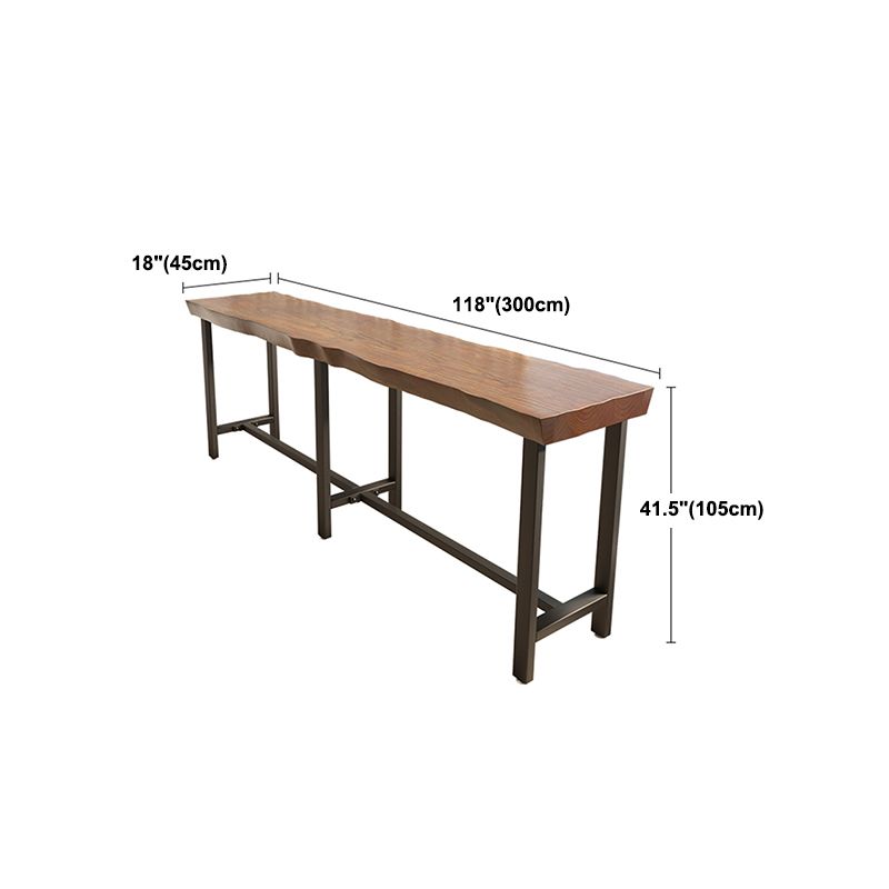 Wood Top Bar Dining Table Traditional Luxury Rectangle Bar Table with Black Trestle Base