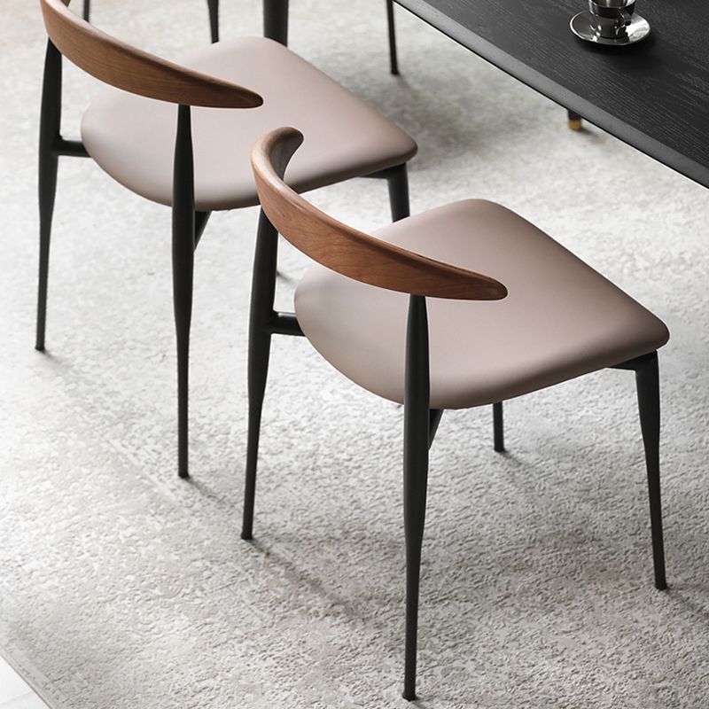 Minimalist Design Open Back Side Chairs Leather Dining Chairs