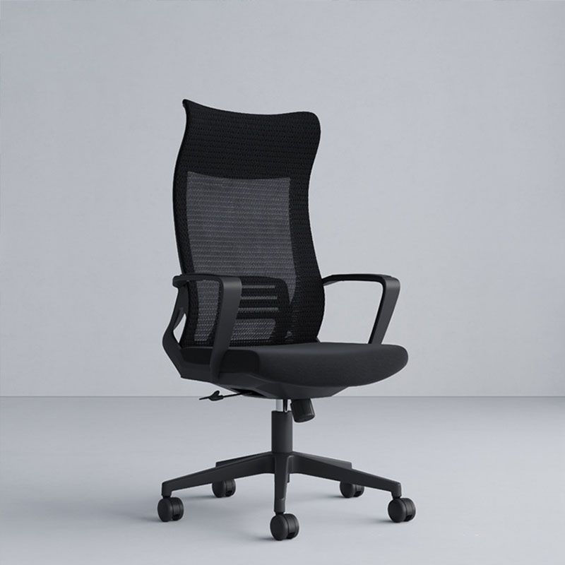 Black High Back Task Chair Nylon Frame Rotatable Mesh Office Chair