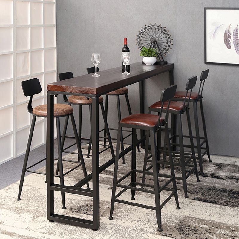 Industrial Bar Dining Table Pine Wood Bar Dining Table with Trestle Base