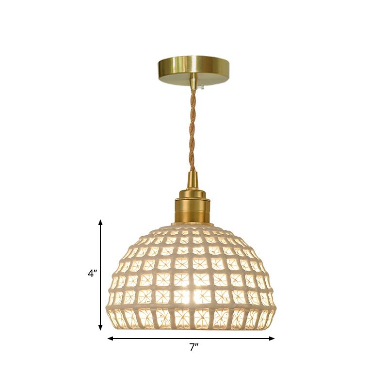 Blau/Pink Dome Suspension Lampe Vintage Stylish 1 Light Ceramic Hanging Lighting mit hohles Ausgang