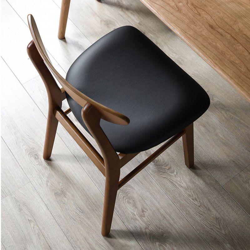 Contemporary Style Dining Chairs Armless Side Chairs with Wooden Legs